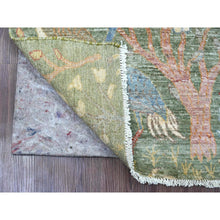 Load image into Gallery viewer, 2&#39;6&quot;x6&#39;1&quot; Sage Green, Afghan Peshawar with Birds of Paradise Design, Hand Knotted, Soft Pile, 100% Wool, Natural Dyes, Runner, Oriental Rug FWR125766