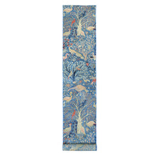 Load image into Gallery viewer, 2&#39;9&quot;x23&#39;4&quot; Carolina Blue, Hand Knotted, Afghan Peshawar with Birds of Paradise Design, Veggie Dyes, Soft and Velvety Wool, XL Runner, Oriental Rug FWR125790