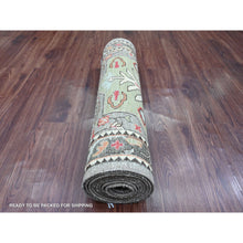 Load image into Gallery viewer, 2&#39;7&quot;x11&#39;6&quot; Spanish Gray, Aryana Grade, Afghan Peshawar With Caucasian Akstafa Design, Hand Knotted, High Mountain Wool, Runner, Oriental Rug FWR125802