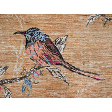 Load image into Gallery viewer, 9&#39;x12&#39; Honey Brown, Sparrows On The Tree, Peshawar, 100% Soft Wool, Hand Knotted, Oriental Rug FWR125814