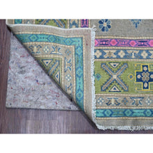 Load image into Gallery viewer, 9&#39;9&quot;x13&#39;2&quot; Stone Gray, Colorful Fusion Kazak, Caucasian Medallions Design, Hand Knotted, Pure Wool, Oriental Rug FWR125838