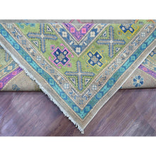 Load image into Gallery viewer, 9&#39;9&quot;x13&#39;2&quot; Stone Gray, Colorful Fusion Kazak, Caucasian Medallions Design, Hand Knotted, Pure Wool, Oriental Rug FWR125838