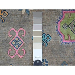 9'9"x13'2" Stone Gray, Colorful Fusion Kazak, Caucasian Medallions Design, Hand Knotted, Pure Wool, Oriental Rug FWR125838