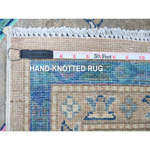 Load image into Gallery viewer, 9&#39;9&quot;x13&#39;2&quot; Stone Gray, Colorful Fusion Kazak, Caucasian Medallions Design, Hand Knotted, Pure Wool, Oriental Rug FWR125838