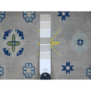 9'7"x13'4" Cloud Gray, Colorful Fusion Kazak, Caucasian Design With Geometric Medallions, 100% Wool, Hand Knotted, Oriental Rug FWR125844