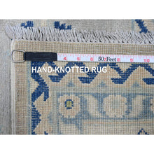 Load image into Gallery viewer, 9&#39;7&quot;x13&#39;4&quot; Cloud Gray, Colorful Fusion Kazak, Caucasian Design With Geometric Medallions, 100% Wool, Hand Knotted, Oriental Rug FWR125844