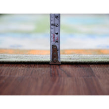 Load image into Gallery viewer, 5&#39;6&quot;x7&#39;7&quot; Moss Green, Colorful Fusion Kazak, Caucasian Design, Hand Knotted, 100% Wool, Oriental Rug FWR125850