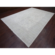 Load image into Gallery viewer, 9&#39;8&quot;x13&#39;8&quot; Whisper White, Washed Out Peshawar with All Over Leaf Design, Hand Knotted, Vegetable Dyes, 100% Wool, Oriental Rug FWR125868