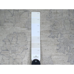 9'8"x13'8" Whisper White, Washed Out Peshawar with All Over Leaf Design, Hand Knotted, Vegetable Dyes, 100% Wool, Oriental Rug FWR125868