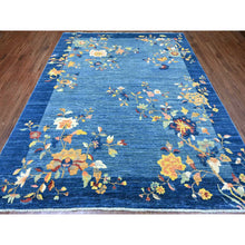 Load image into Gallery viewer, 8&#39;x10&#39; Imperial Blue, Chinese Art Deco Inspired Peshawar, Vegetable Dyes, Hand Knotted, Soft and Vibrant Wool, Oriental Rug FWR125874