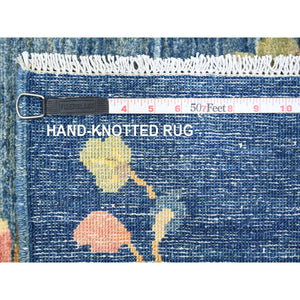 8'x10' Imperial Blue, Chinese Art Deco Inspired Peshawar, Vegetable Dyes, Hand Knotted, Soft and Vibrant Wool, Oriental Rug FWR125874