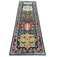 Load image into Gallery viewer, 2&#39;7&quot;x7&#39;10&quot; Yale Blue, Aryana Collection, Afghan Peshawar with Caucasian Akstafa Design, Hand Knotted, High Mountain Wool, Runner, Oriental Rug FWR125880
