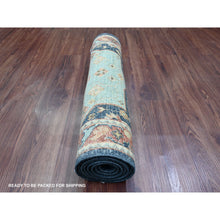 Load image into Gallery viewer, 2&#39;7&quot;x7&#39;10&quot; Yale Blue, Aryana Collection, Afghan Peshawar with Caucasian Akstafa Design, Hand Knotted, High Mountain Wool, Runner, Oriental Rug FWR125880
