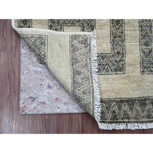 2'1"x3'1" Mocha Brown, Moroccan Berber Influence With Geometric Pattern, High Mountain Wool, Denser Weave, Hand Knotted, Sample, Mat, Oriental Rug FWR125886