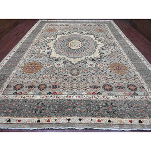 12'x15'4" Cloud Gray, 14th Century Mamluk Dynasty Pattern With Star Medallion Design, High Mountain Wool, Hand Knotted, Natural Dyes, Oversized, Oriental Rug FWR125892