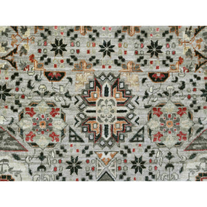 12'x15'4" Cloud Gray, 14th Century Mamluk Dynasty Pattern With Star Medallion Design, High Mountain Wool, Hand Knotted, Natural Dyes, Oversized, Oriental Rug FWR125892