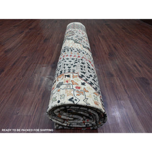 12'x15'4" Cloud Gray, 14th Century Mamluk Dynasty Pattern With Star Medallion Design, High Mountain Wool, Hand Knotted, Natural Dyes, Oversized, Oriental Rug FWR125892