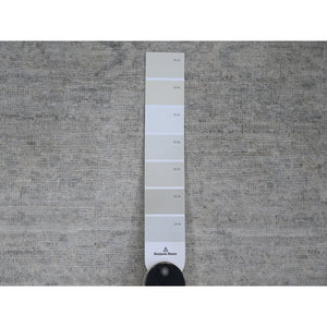 2'7"x23'8" Misty Gray, Washed Out Peshawar With Heriz Design, Densely Woven, High Mountain Wool, Hand Knotted, Xl Runner, Oriental Rug FWR125898
