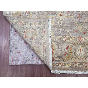 4'x19'3" Stone Gray, Peshawar with Bijar Garus Design, Hand Knotted, High Mountain Wool, Vegetable Dyes, Densely Woven, XL, Wide Runner, Oriental Rug FWR125910