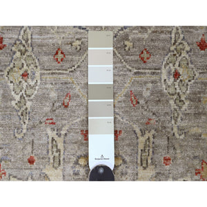 4'x19'3" Stone Gray, Peshawar with Bijar Garus Design, Hand Knotted, High Mountain Wool, Vegetable Dyes, Densely Woven, XL, Wide Runner, Oriental Rug FWR125910