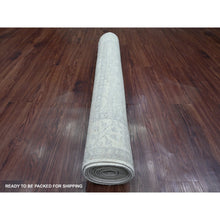 Load image into Gallery viewer, 4&#39;x11&#39;10&quot; Medium Gray, Washed Out Peshawar With Heriz All Over Design, High Mountain Wool, Hand Knotted, Densely Woven, Wide Runner, Oriental Rug FWR125916