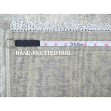 Load image into Gallery viewer, 4&#39;x11&#39;10&quot; Medium Gray, Washed Out Peshawar With Heriz All Over Design, High Mountain Wool, Hand Knotted, Densely Woven, Wide Runner, Oriental Rug FWR125916