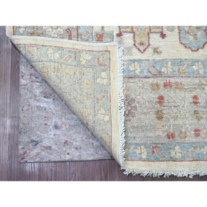 6'x9'7" Chiffon White, Afghan Peshawar With Karajeh Design, Geometric Medallions, Aryana Collection, Hand Knotted, High Mountain Wool, Oriental Rug FWR125922