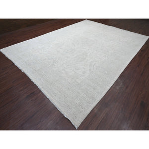 9'8"x13'5" Vista White, Washed Out Peshawar with All Over Pattern, Vegetable Dyes, 100% Wool, Hand Knotted, Oriental Rug FWR125934