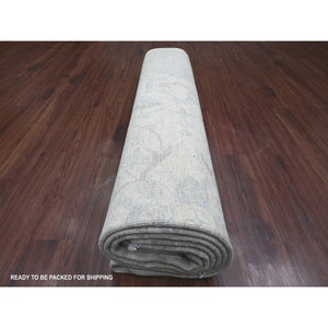 9'8"x13'5" Vista White, Washed Out Peshawar with All Over Pattern, Vegetable Dyes, 100% Wool, Hand Knotted, Oriental Rug FWR125934