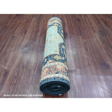 Load image into Gallery viewer, 2&#39;6&quot;x7&#39;10&quot; Denim Blue, Aryana Grade, Afghan Peshawar with Caucasian Akstafa Design, High Mountain Wool, Hand Knotted, Runner, Oriental Rug FWR125940