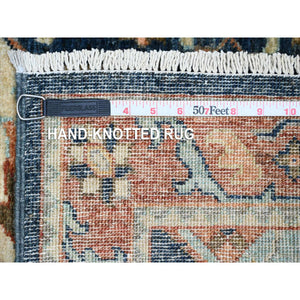 2'6"x7'10" Denim Blue, Aryana Grade, Afghan Peshawar with Caucasian Akstafa Design, High Mountain Wool, Hand Knotted, Runner, Oriental Rug FWR125940