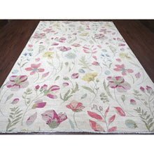 Load image into Gallery viewer, 9&#39;x11&#39;9&quot; Pearl White, Peshawar With Colorful Botanical Garden Design, 100% Wool, Hand Knotted, Oriental Rug FWR125958