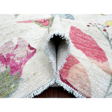 Load image into Gallery viewer, 9&#39;x11&#39;9&quot; Pearl White, Peshawar With Colorful Botanical Garden Design, 100% Wool, Hand Knotted, Oriental Rug FWR125958