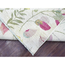Load image into Gallery viewer, 9&#39;x11&#39;9&quot; Pearl White, Peshawar With Colorful Botanical Garden Design, 100% Wool, Hand Knotted, Oriental Rug FWR125958