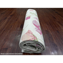 Load image into Gallery viewer, 9&#39;x11&#39;9&quot; Pearl White, Peshawar With Colorful Botanical Garden Design, 100% Wool, Hand Knotted, Oriental Rug FWR125958