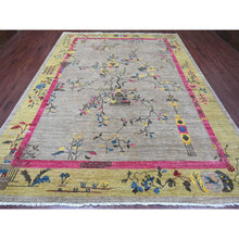 Load image into Gallery viewer, 9&#39;3&quot;x12&#39; Pastel Gray, Chinese Art Deco Inspired Peshawar, Hand Knotted, Pure Wool, Veggie Dyes, Oriental Rug FWR125994