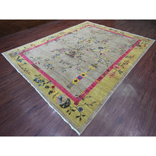 Load image into Gallery viewer, 9&#39;3&quot;x12&#39; Pastel Gray, Chinese Art Deco Inspired Peshawar, Hand Knotted, Pure Wool, Veggie Dyes, Oriental Rug FWR125994