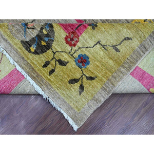9'3"x12' Pastel Gray, Chinese Art Deco Inspired Peshawar, Hand Knotted, Pure Wool, Veggie Dyes, Oriental Rug FWR125994