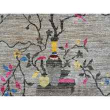 Load image into Gallery viewer, 9&#39;3&quot;x12&#39; Pastel Gray, Chinese Art Deco Inspired Peshawar, Hand Knotted, Pure Wool, Veggie Dyes, Oriental Rug FWR125994