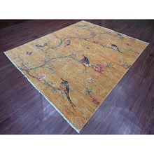 Load image into Gallery viewer, 8&#39;2&quot;x9&#39;9&quot; Copper Brown, Sparrows on the Tree, Peshawar, Hand Knotted, High Mountain Wool, Soft to the Touch, Oriental Rug FWR126000