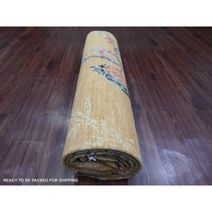 8'2"x9'9" Copper Brown, Sparrows on the Tree, Peshawar, Hand Knotted, High Mountain Wool, Soft to the Touch, Oriental Rug FWR126000