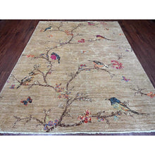 Load image into Gallery viewer, 8&#39;2&quot;x9&#39;9&quot; Beaver Brown, Hand Knotted, Sparrows on the Tree, Peshawar, 100% Wool, Soft Pile, Densely Woven, Oriental Rug FWR126006