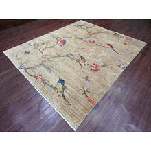 Load image into Gallery viewer, 8&#39;2&quot;x9&#39;9&quot; Beaver Brown, Hand Knotted, Sparrows on the Tree, Peshawar, 100% Wool, Soft Pile, Densely Woven, Oriental Rug FWR126006