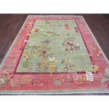 Load image into Gallery viewer, 8&#39;3&quot;x10&#39; Laurel Green, Chinese Art Deco Inspired Peshawar, Vegetable Dyes, Hand Knotted, Pure Wool, Oriental Rug FWR126030