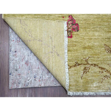 Load image into Gallery viewer, 8&#39;3&quot;x9&#39;9&quot; Swamp Green with Touches of Pink, Peshawar, Sparrows on the Tree, Densely Woven, Hand Knotted, Soft 100% Wool, Oriental Rug FWR126042