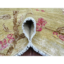 Load image into Gallery viewer, 8&#39;3&quot;x9&#39;9&quot; Swamp Green with Touches of Pink, Peshawar, Sparrows on the Tree, Densely Woven, Hand Knotted, Soft 100% Wool, Oriental Rug FWR126042