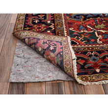 Load image into Gallery viewer, 8&#39;9&quot;x12&#39;1&quot; Crimson Red, Antique Persian Heriz, Clean, Very Good Condition, Light Blue Corners, Hand Knotted, Pure Wool, Oriental Rug FWR12600