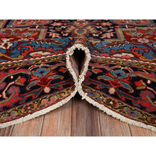 Load image into Gallery viewer, 8&#39;9&quot;x12&#39;1&quot; Crimson Red, Antique Persian Heriz, Clean, Very Good Condition, Light Blue Corners, Hand Knotted, Pure Wool, Oriental Rug FWR12600