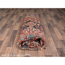 Load image into Gallery viewer, 8&#39;9&quot;x12&#39;1&quot; Crimson Red, Antique Persian Heriz, Clean, Very Good Condition, Light Blue Corners, Hand Knotted, Pure Wool, Oriental Rug FWR12600