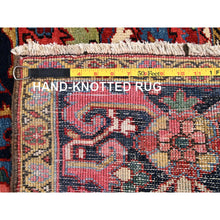 Load image into Gallery viewer, 8&#39;9&quot;x12&#39;1&quot; Crimson Red, Antique Persian Heriz, Clean, Very Good Condition, Light Blue Corners, Hand Knotted, Pure Wool, Oriental Rug FWR12600